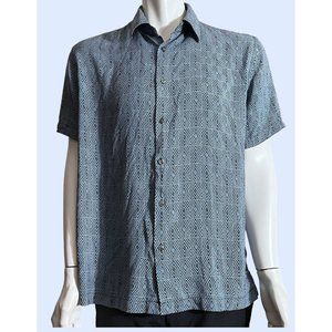 Perry Ellis Vintage Mens Silk Shirt Size L